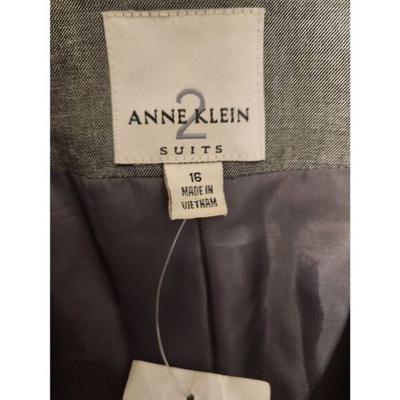 Anne Klein Blazer Jacket Womens Size 16 Gray Two Button Suit Coat - Picture 2 of 4